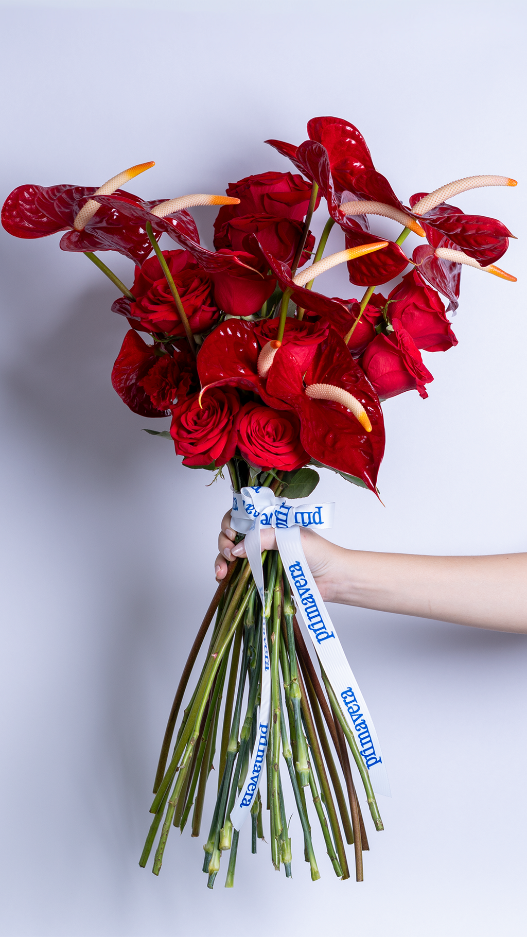 CLASSIC REBEL 09 | Bouquet elegante de rosas y anturios rojos
